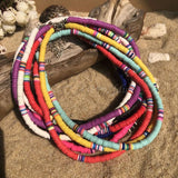 Bohemian Beach Colorful Clay Beaded Choker Boho Rainbow Necklace