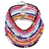 Bohemian Beach Colorful Clay Beaded Choker Boho Rainbow Necklace