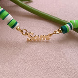 Colorful Clay Beaded Name Pendant Necklace for Women