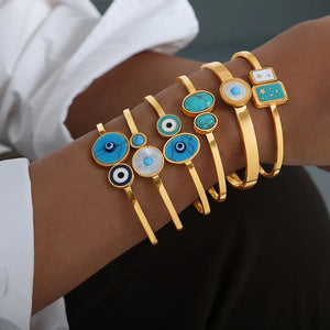 Bohemian Beach Eye Charm Women Friendship Jewelry Stainless Steel Bracelet