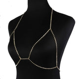 Boho Beach Rhinestone Cross Chest Chain Crystal Bra Body Necklace