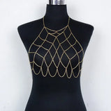 Boho Beach Rhinestone Cross Chest Chain