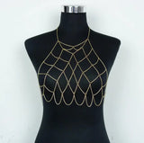 Boho Beach Rhinestone Cross Chest Chain
