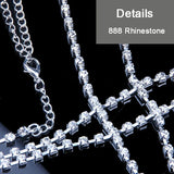 Boho Beach Rhinestone Cross Chest Chain Crystal Bra Body Necklace