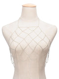 Boho Beach Rhinestone Cross Chest Chain
