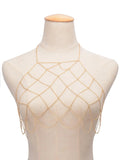 Boho Beach Rhinestone Cross Chest Chain
