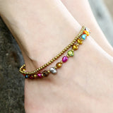 Boho Beach Pearl Anklet Colored Stone Beaded