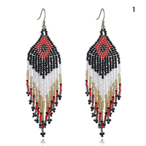 Bohemian Multicolor Beaded Drop Dangle Earrings