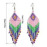Bohemian Multicolor Beaded Drop Dangle Earrings