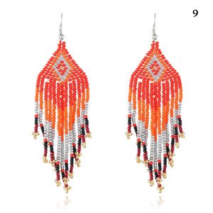 Bohemian Multicolor Beaded Drop Dangle Earrings