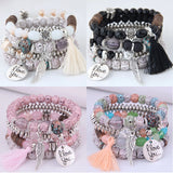 Bohemian Beads Charm Bracelet Love Feather Tassel Bracelet