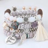 Bohemian Beads Charm Bracelet Love Feather Tassel Bracelet