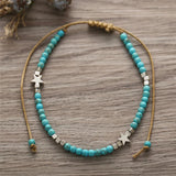 Bohemian Stone Star Anklet for Women Rope Ankle Bracelet Party Jewelry
