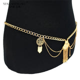 Bohemian Belly Dance Chains Inlay Shield Pendant Waist Belt