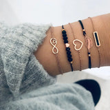 Bohemian Beaded Chain Bracelets Set For Women Tree Heart Charm Bangle
