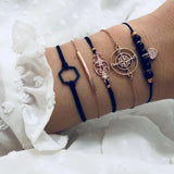 Bohemian Beaded Chain Bracelets Set For Women Tree Heart Charm Bangle
