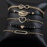 Bohemian Beaded Chain Bracelets Set For Women Tree Heart Charm Bangle