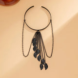 Bohemian Leaf Charm Arm Bracelet Metal Tassel Chains Arm Cuff Bangle