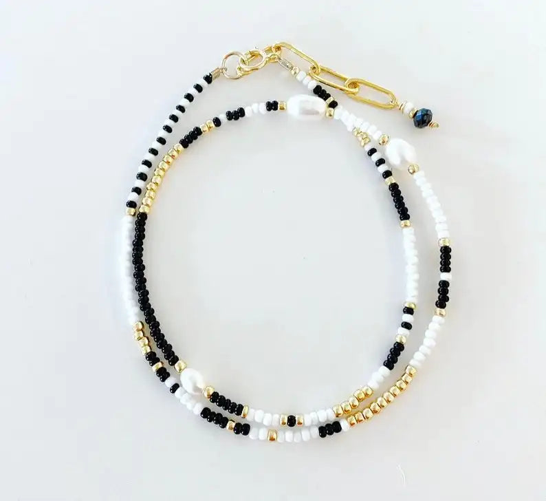 Bohemian Glass Bead Necklace Freshwater Pearl Christmas Gift