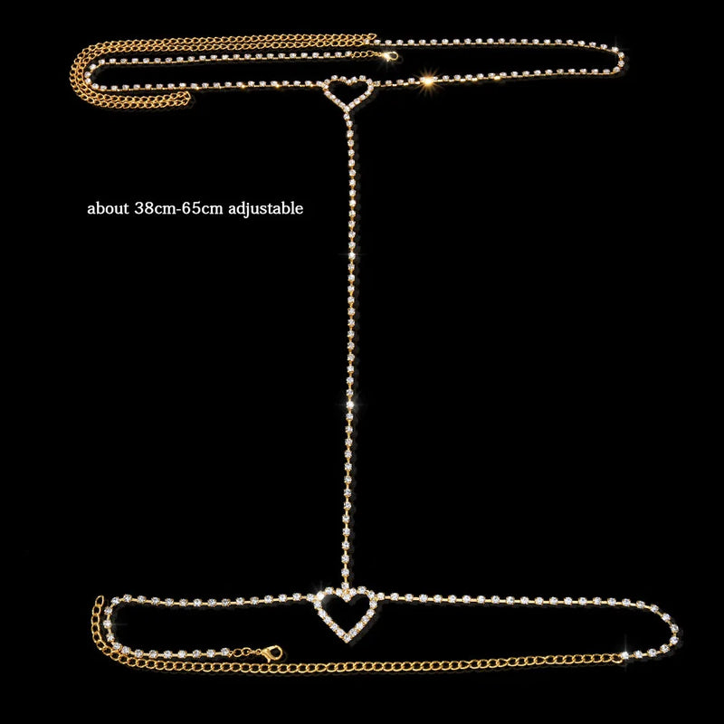 Bohemian Rhinestone Thigh Chain Heart Leg Chain