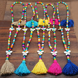 Boho Tassel Necklace Colorful Bead Stone Sweater Butterfly for Women