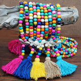 Boho Tassel Necklace Colorful Bead Stone Sweater Butterfly for Women
