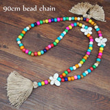 Boho Tassel Necklace Colorful Bead Stone Sweater Butterfly for Women
