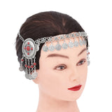 Boho Turquoise Tassel Headband Coin Hair Jewelry
