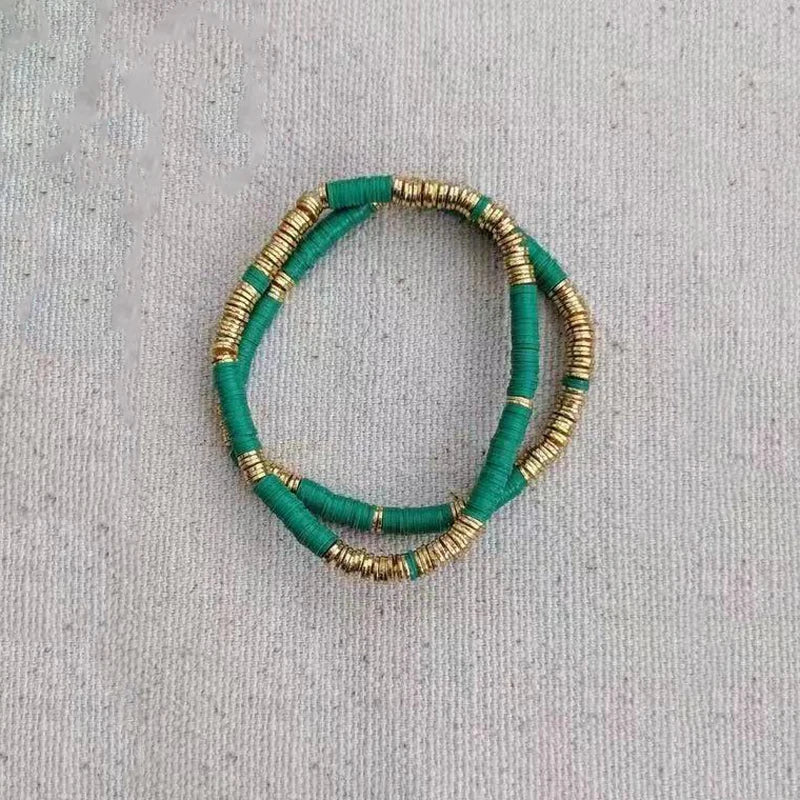 Bohemian Soft Pottery Elastic Rope Couple Bracelet Gift for Girlfriends