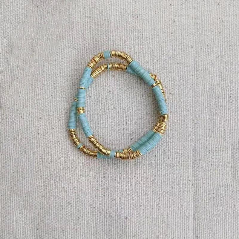 Bohemian Soft Pottery Elastic Rope Couple Bracelet Gift for Girlfriends