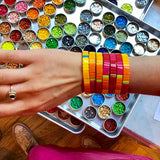 Bohemian Friendship Bracelet Stackable Enamel Rainbow Tile Bracelet