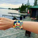 Bohemian Friendship Bracelet Stackable Enamel Rainbow Tile Bracelet