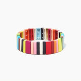 Bohemian Braided Friendship Bracelet Enamel Rainbow Tile Stackable