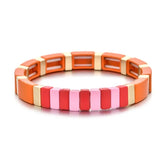 Bohemian Friendship Bracelet Stackable Enamel Rainbow Tile Bracelet