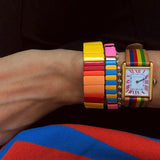 Bohemian Friendship Bracelet Stackable Enamel Rainbow Tile Bracelet
