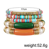 Colorful Soft Pottery Acrylic Bracelet Set for Women