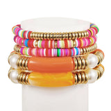 Colorful Soft Pottery Acrylic Bracelet Set for Women