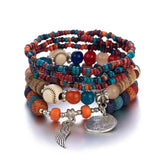 Bohemian Coin Wing Pendant Bracelet Set for Women