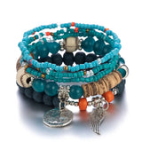 Bohemian Coin Wing Pendant Bracelet Set for Women