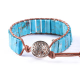 Bohemian Natural Stone Leather Bracelet Wrap Bangle