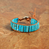 Bohemian Natural Stone Leather Bracelet Wrap Bangle