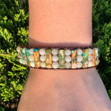 Bohemian Natural Stone Leather Wrap Bracelet