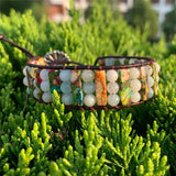 Bohemian Natural Stone Leather Wrap Bracelet