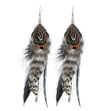 Bohemian Brown Feather Tassel Earrings Retro Christmas Jewelry