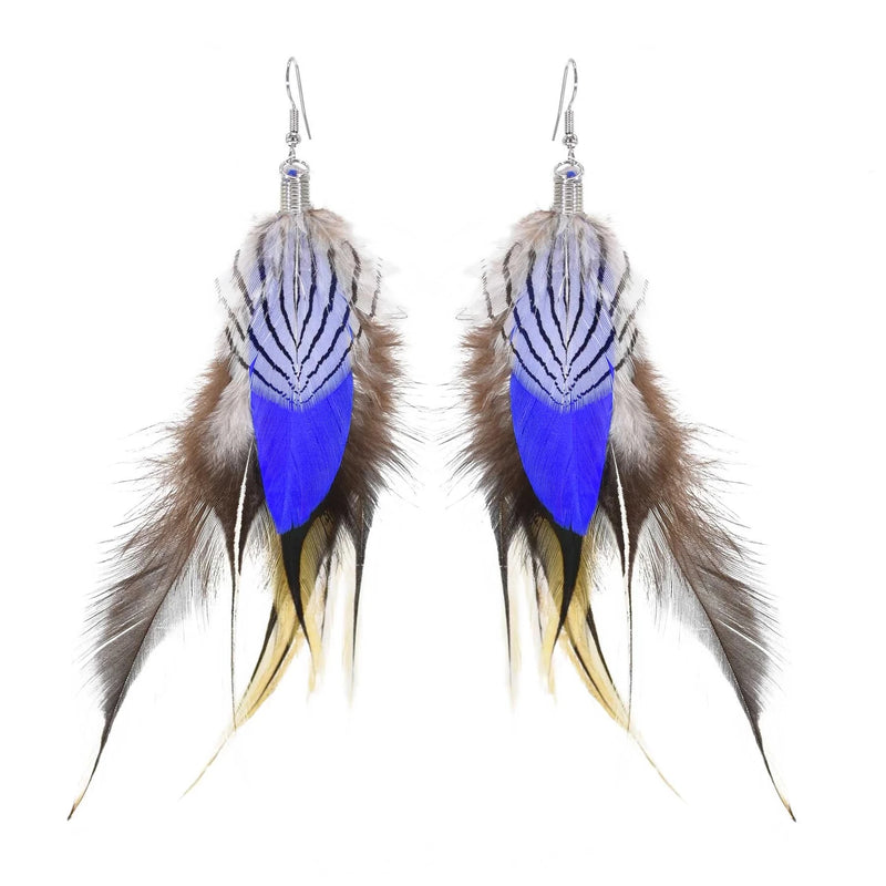 Bohemian Brown Feather Tassel Earrings Retro Christmas Jewelry