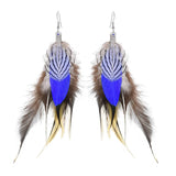 Bohemian Brown Feather Tassel Earrings Retro Christmas Jewelry