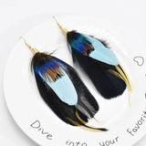 Bohemian Brown Feather Tassel Earrings Retro Christmas Jewelry