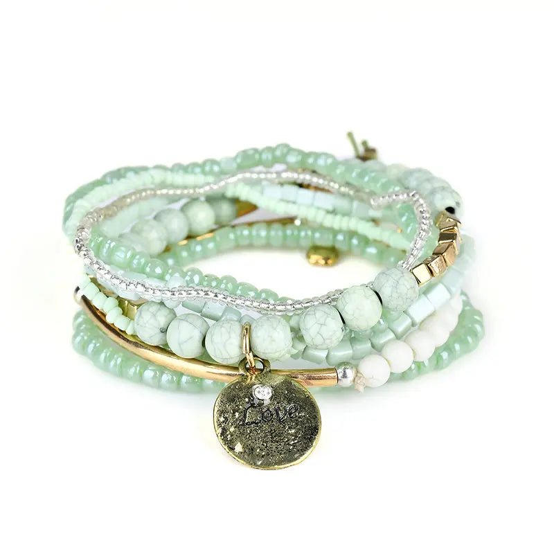 Bohemian Candy Beads Bracelet LOVE Charm Girlfriend Pulseras