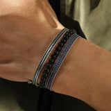 Bohemian Cat's Eye Agate Bracelet Silver Charm