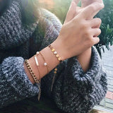 Bohemian Charm Sequins Bracelets Bangles Retro Geometric Layer Pearl Bracelets